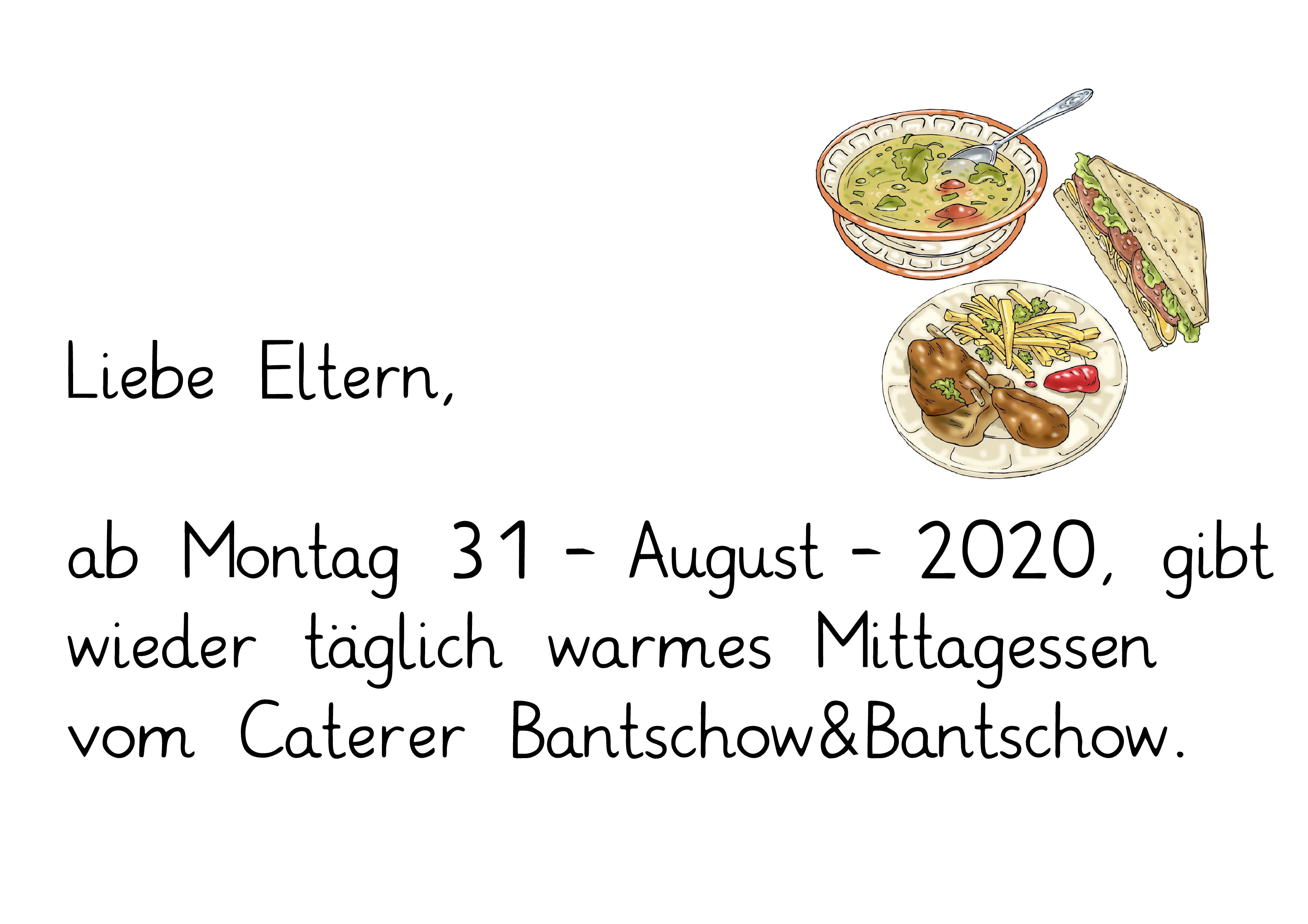 Warmes Mittagessen ab der 36 Kalenderwoche 