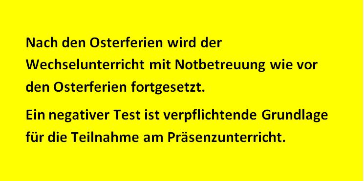 13-04-2021 WICHTIGE INFORMATION