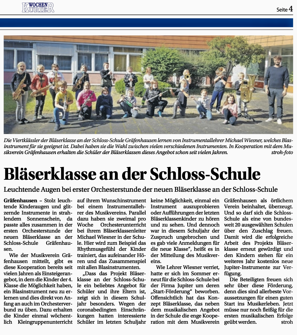 AG Bläserklasse gewinnt erneut Förderpreis der Firma JUPITER